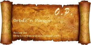 Orbán Pongor névjegykártya